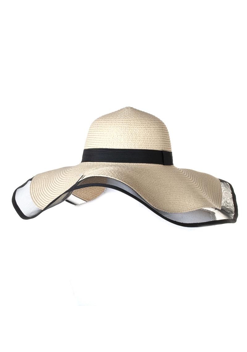 FASHION WIDE MESH BRIM TWO TONE SUN HAT