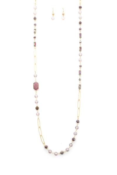 STONE BEAD OVAL LINK NECKLACE