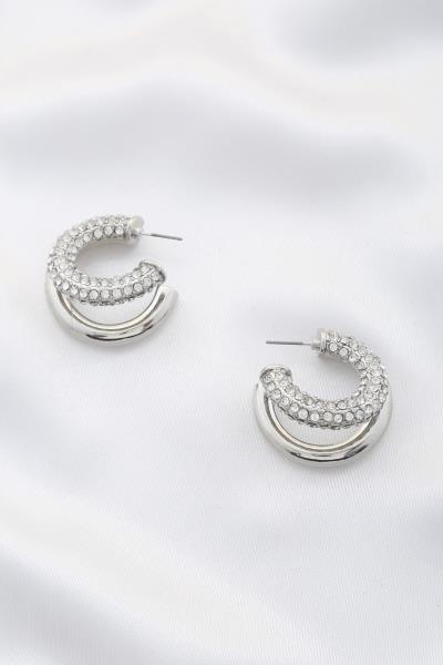 DOUBLE HOOP RHINESTONE EARRING