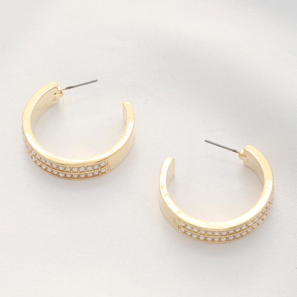 RHINESTONE EDGE HOOP EARRING