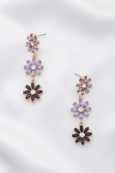 COLOR FLOWER STONE DROP EARRING