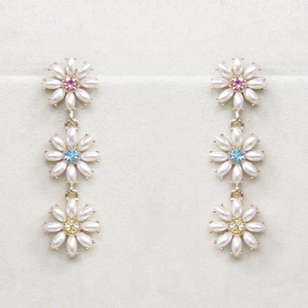 COLOR FLOWER STONE DROP EARRING