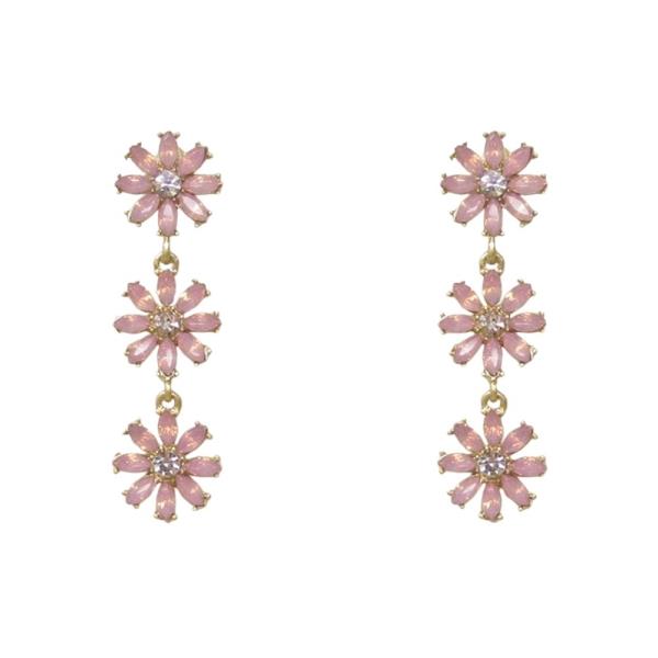 COLOR FLOWER STONE DROP EARRING