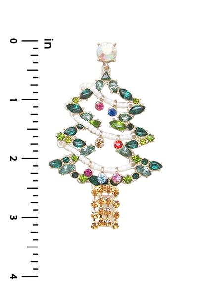 RHINESTONE OPEN CHRISTMAS TREE EARRING