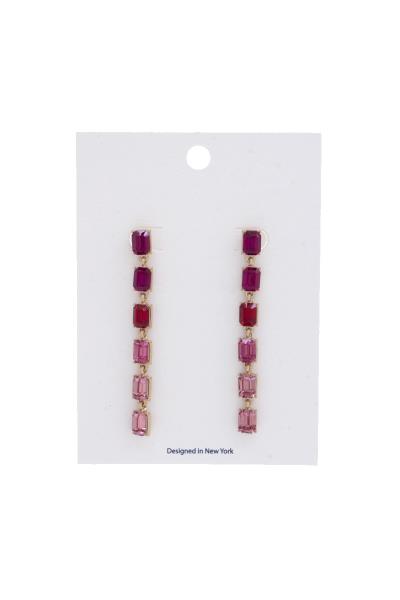 SQUARE SHAPE RHINESTONE DANGLE EARRING