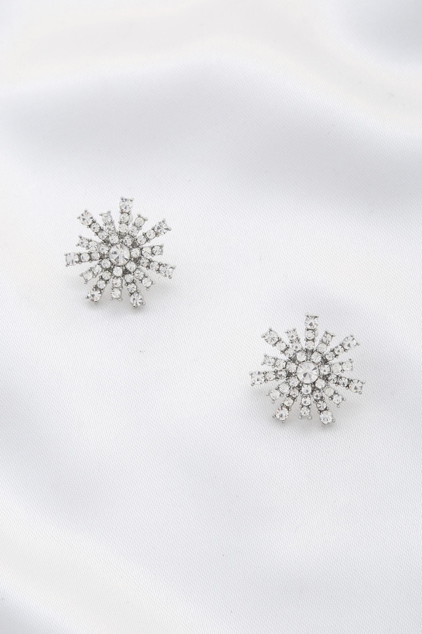 RHINESTONE FLOWER POST EARRING