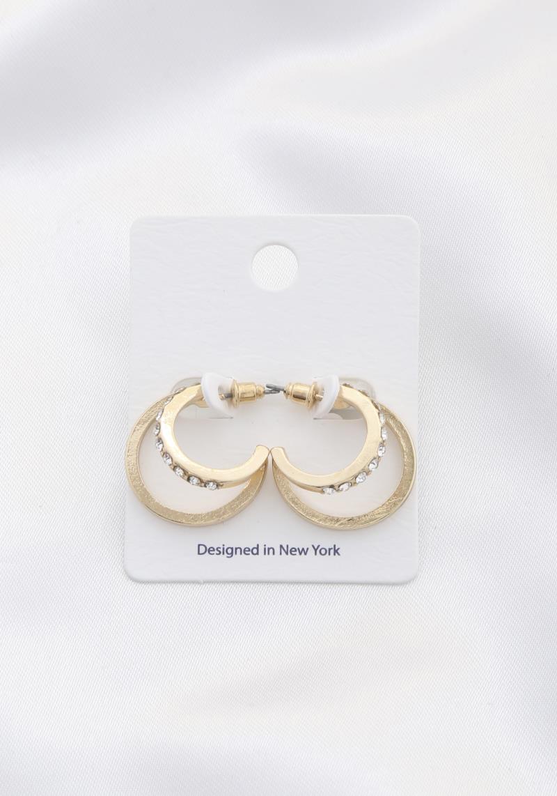 RHINESTONE EDGE DOUBLE HOOP EARRING
