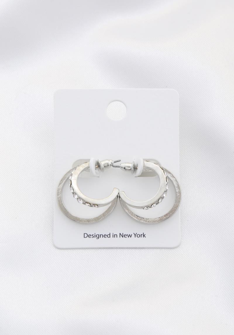 RHINESTONE EDGE DOUBLE HOOP EARRING