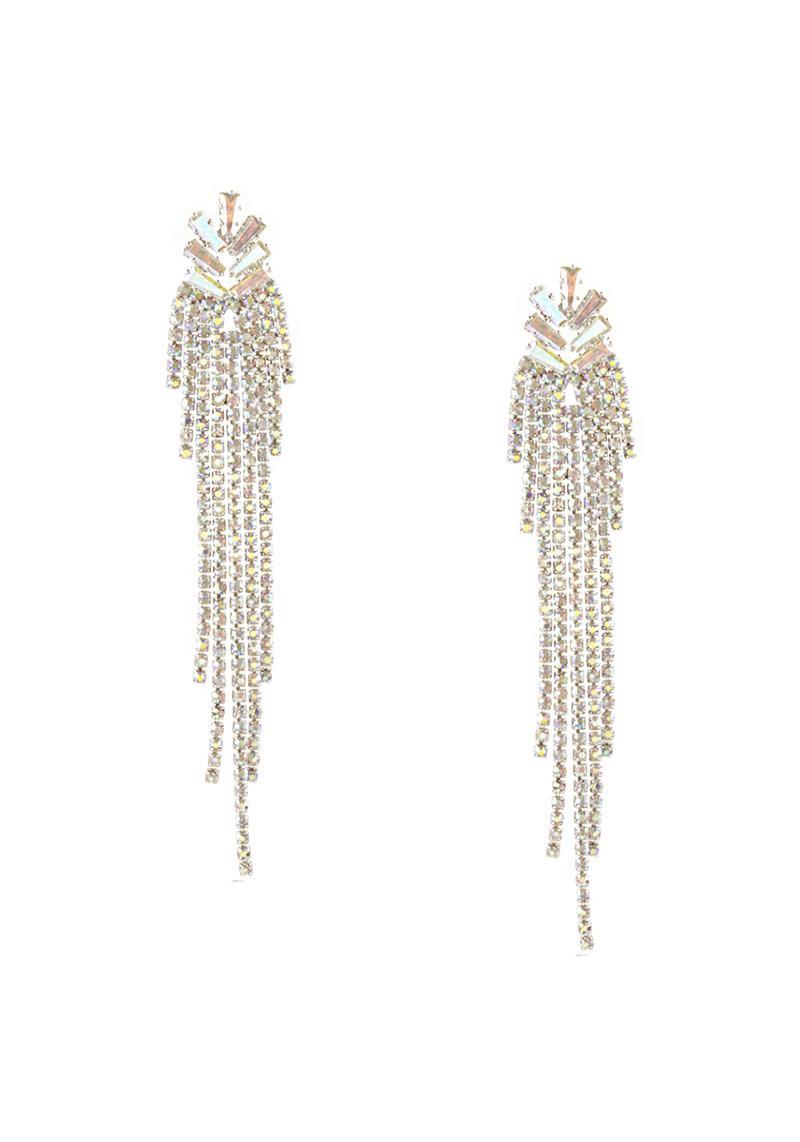 RHINESTONE TASSEL DROP EARRING