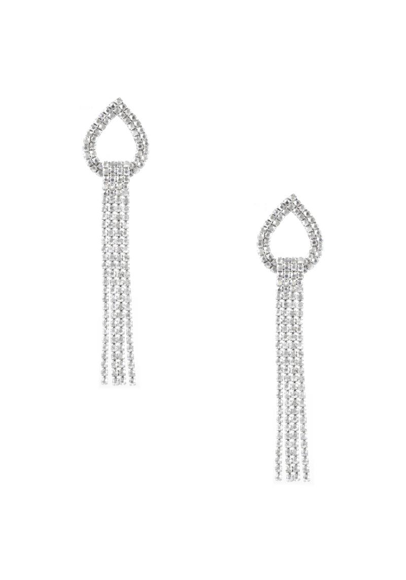 RHINESTONE TEARDROP TASSEL DROP EARRING