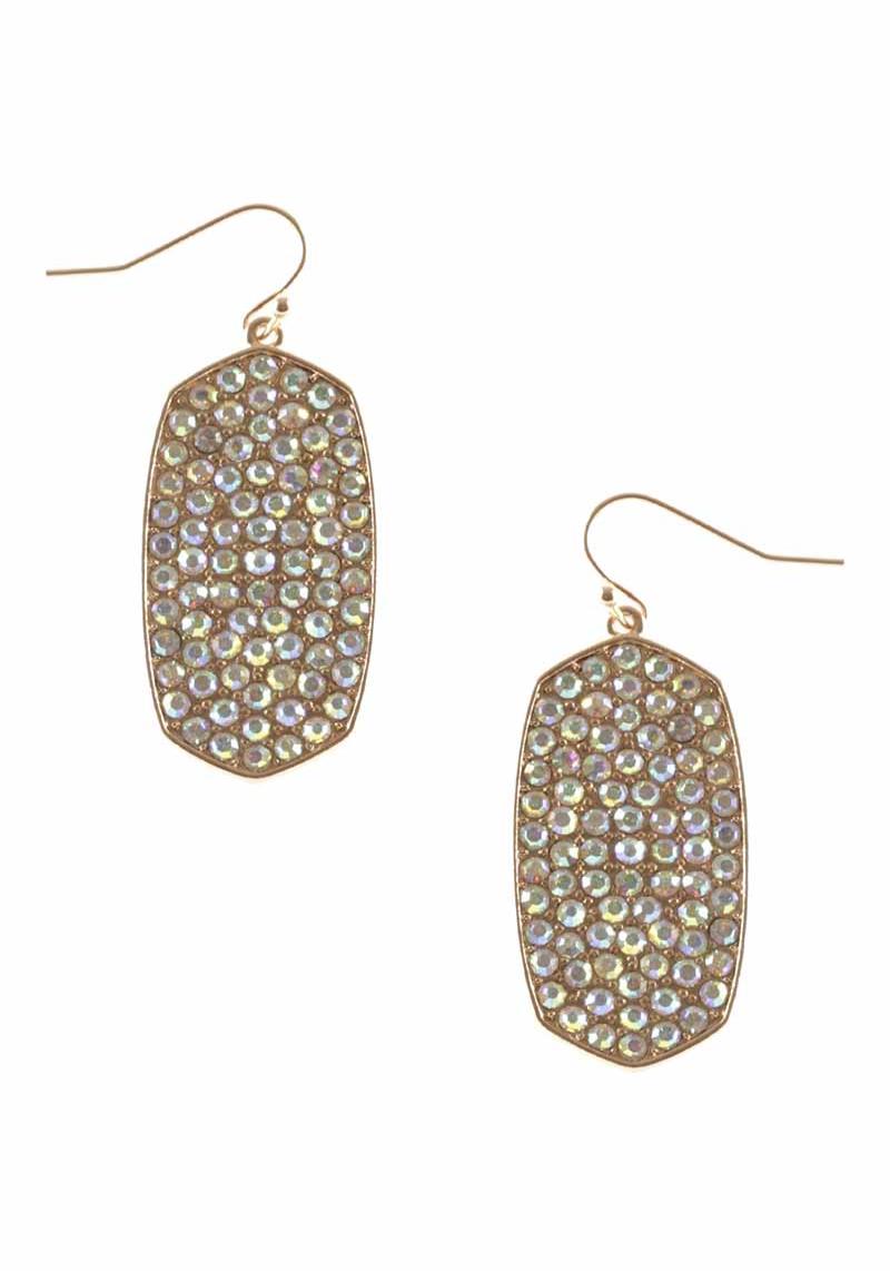 RHINESTONE OCTAGON DANGLE EARRING