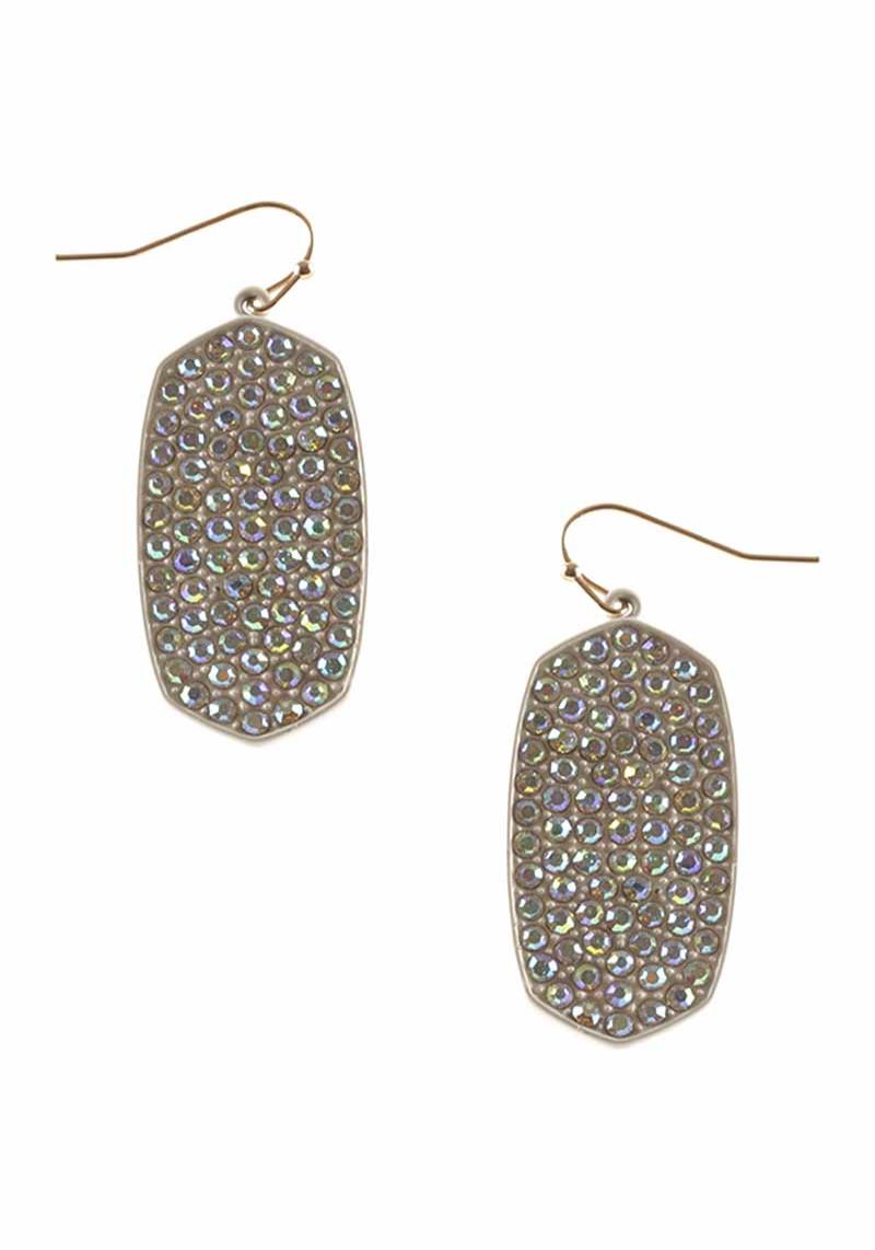 RHINESTONE OCTAGON DANGLE EARRING