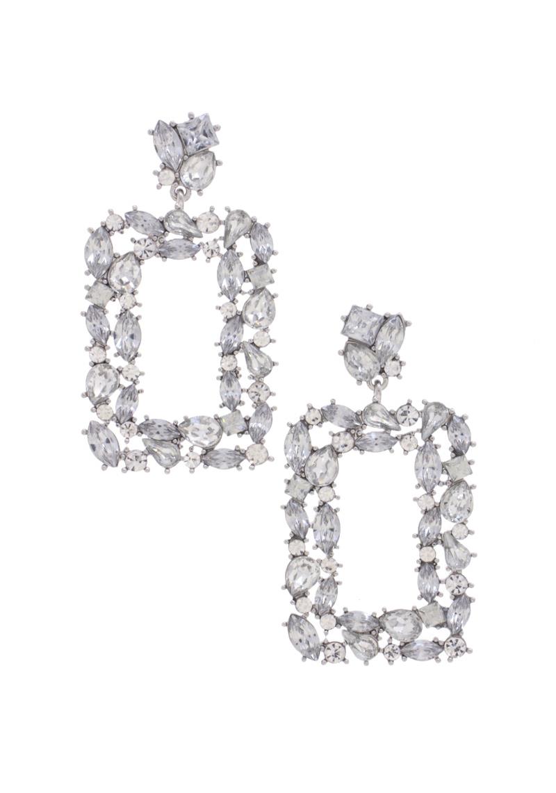 DOUBLE SQUARE RHINESTONE POST EARRING