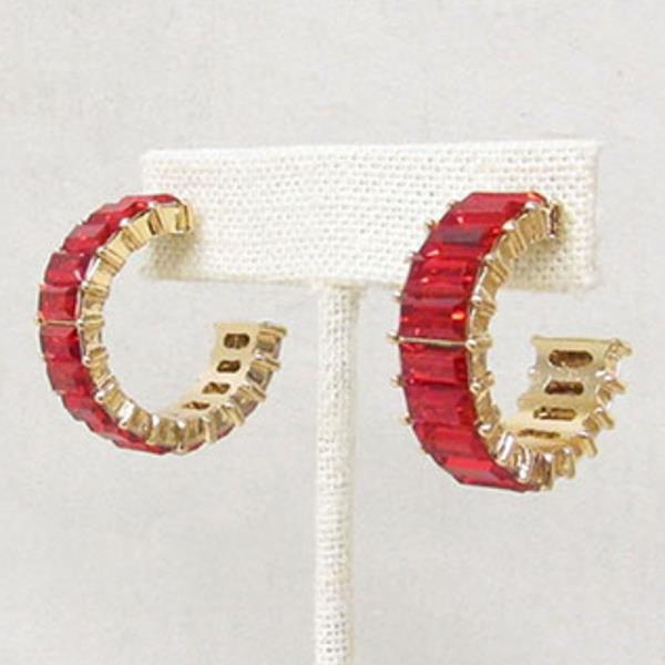 CRYSTAL STONE PATTERN OPEN CIRCLE EARRING
