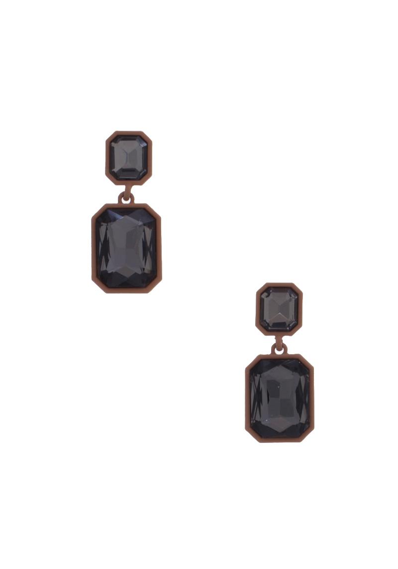 DOUBLE SQUARE CRYSTAL DROP EARRING