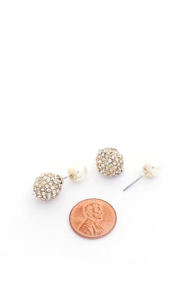 PEARL & RHINESTONE BOTH SIDE STUD EARRING