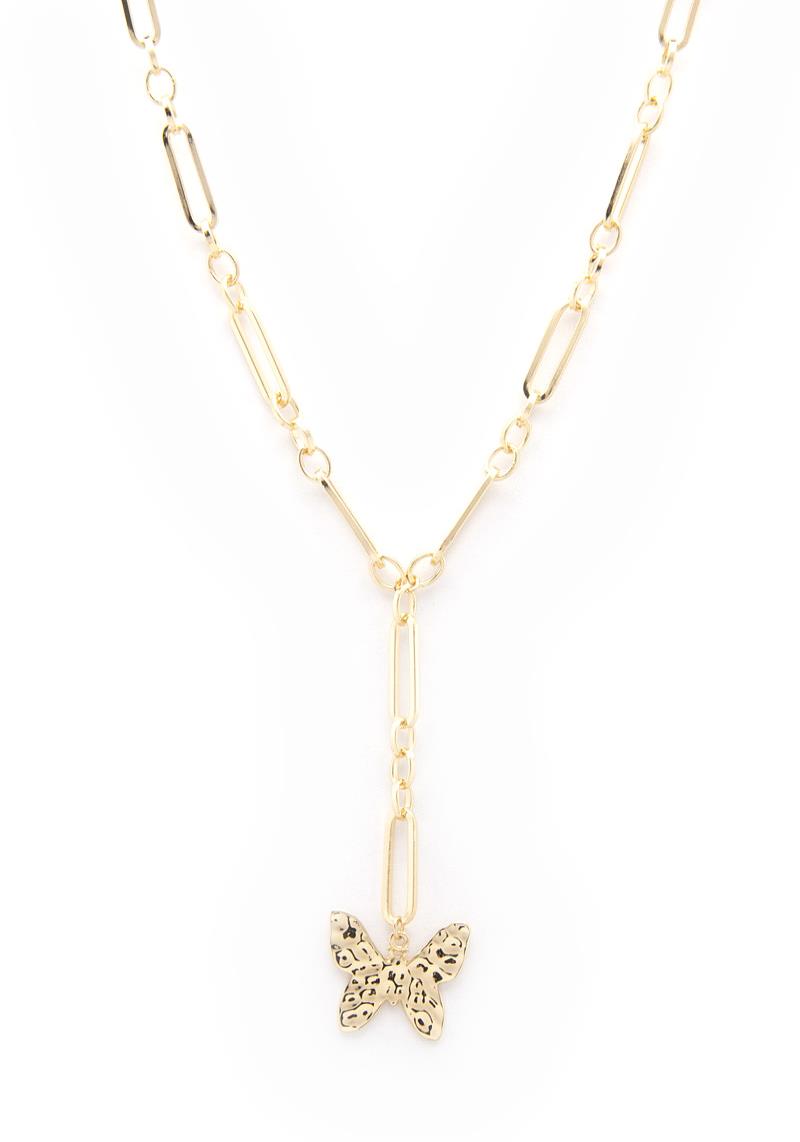 BUTTERFLY OVAL LINK Y SHAPE NECKLACE
