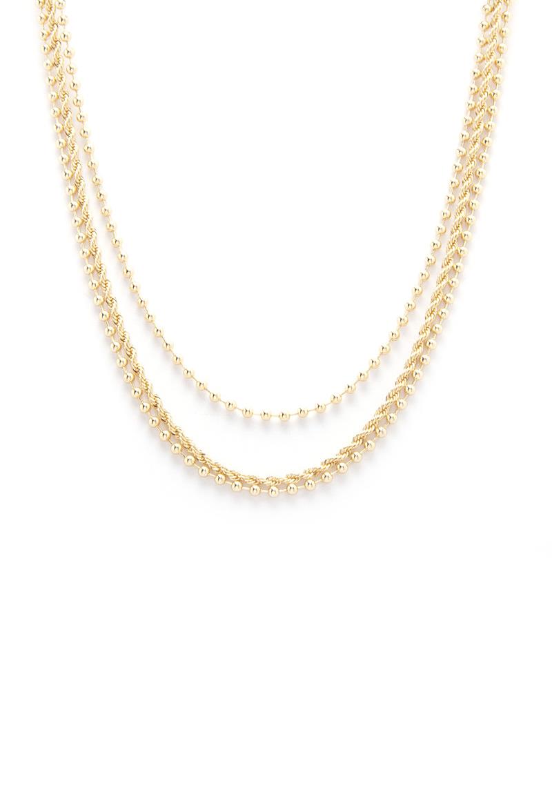 METAL BEAD ROPE LINK LAYERED NECKLACE