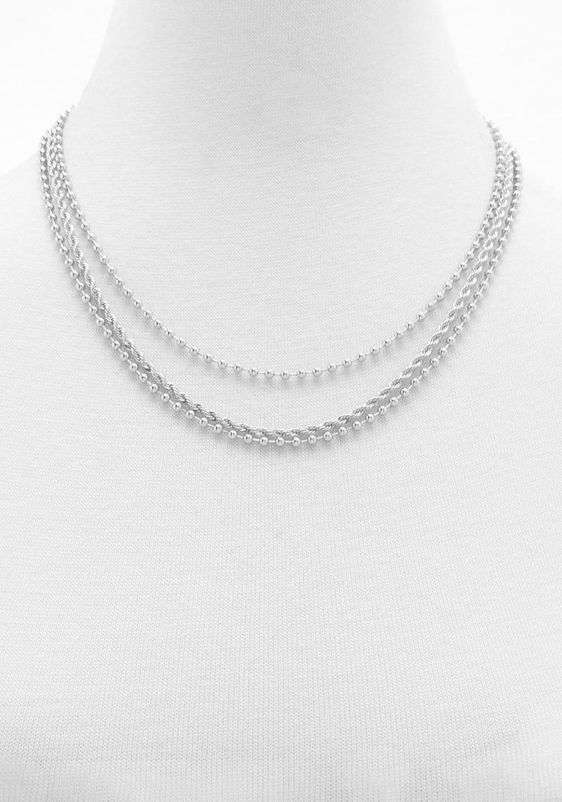 METAL BEAD ROPE LINK LAYERED NECKLACE