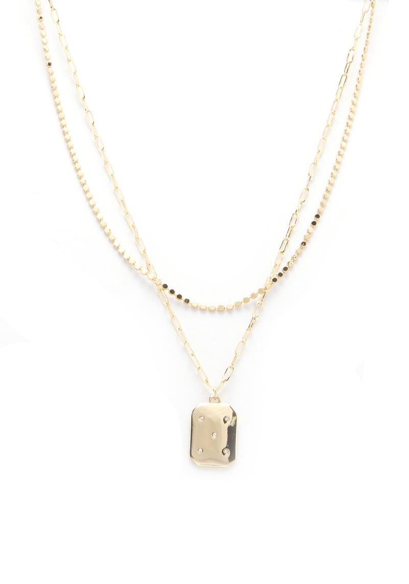 SQAURE SHAPE LAYERED NECKLACE