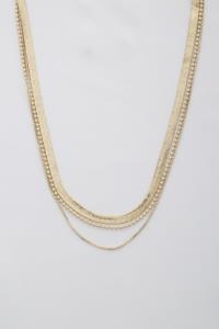 FLAT SNAKE CHAIN BALL BEAD LAYERED NECKLACE