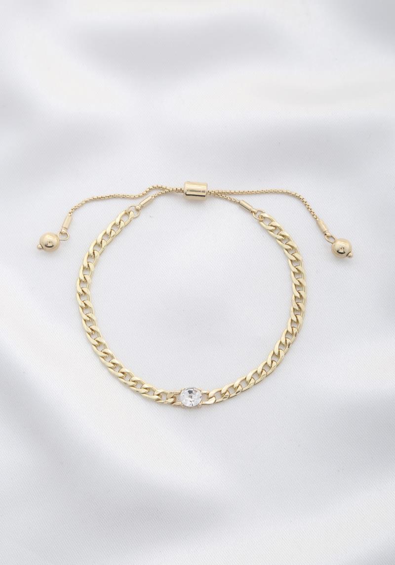 CRYSTAL CURB LINK ADJUSTABLE BRACELET