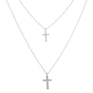 DOUBLE CROSS CHARM LAYERED NECKLACE