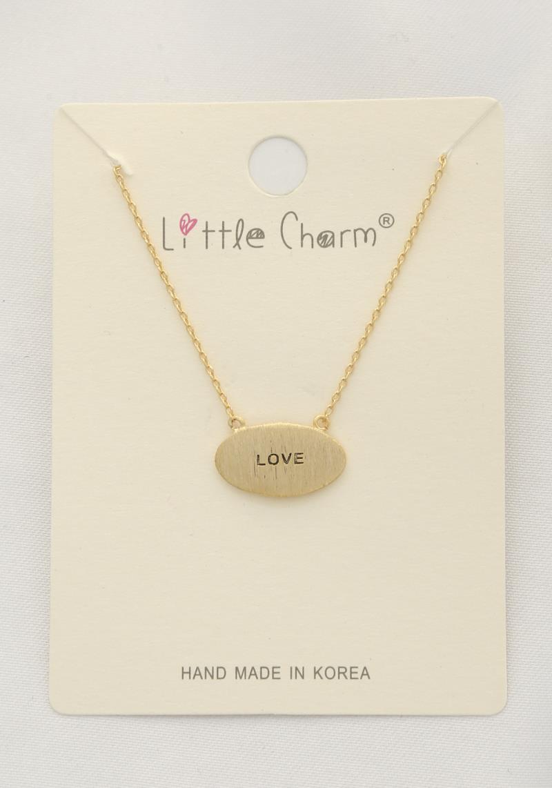 LOVE BRUSHED OVAL SHAPE PENDANT NECKLACE