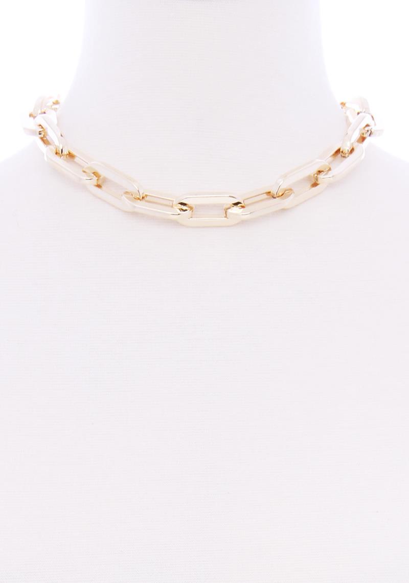 SODAJO BASIC WIDE OVAL CHAIN METAL SHORT NECKLACE