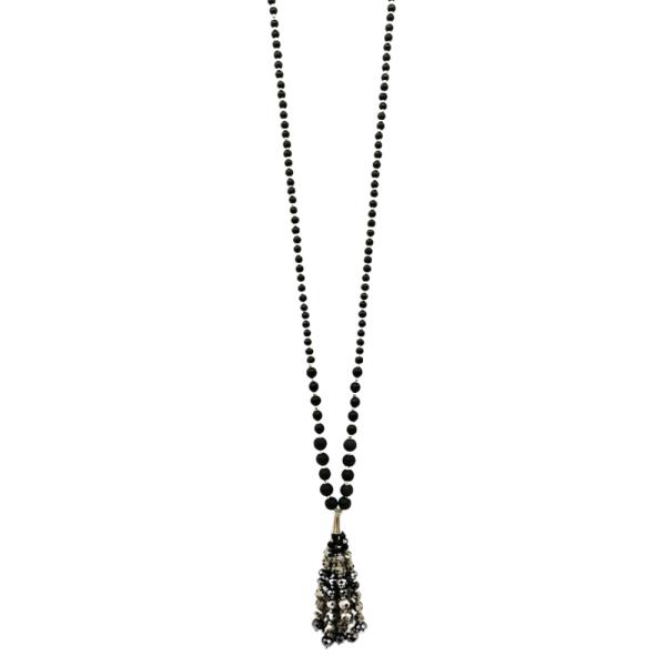 NATURAL STONE TASSEL LONG NECKLACE