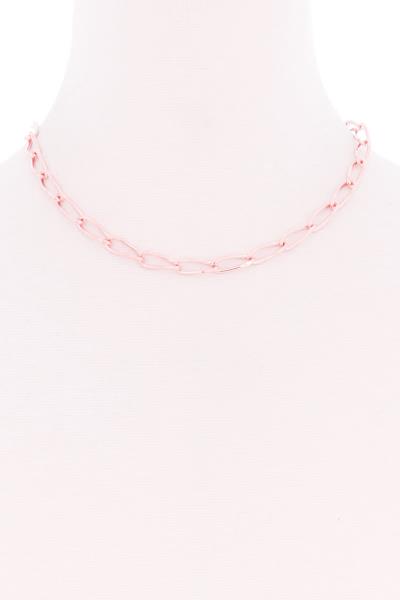 OVAL CHAIN SINGLE METAL NECKLACE