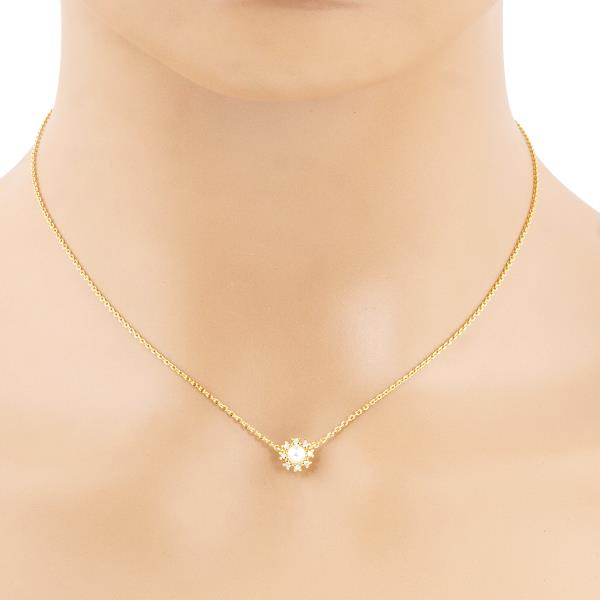 PEARL BEAD CRYSTAL DISC NECKLACE