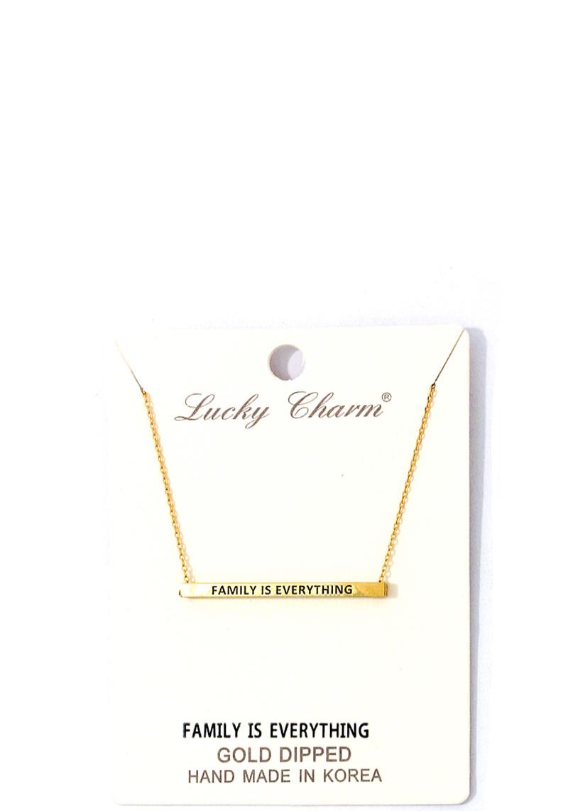 FAMILY IS EVERYTHING ENGRAVED PLATE NECKLACE