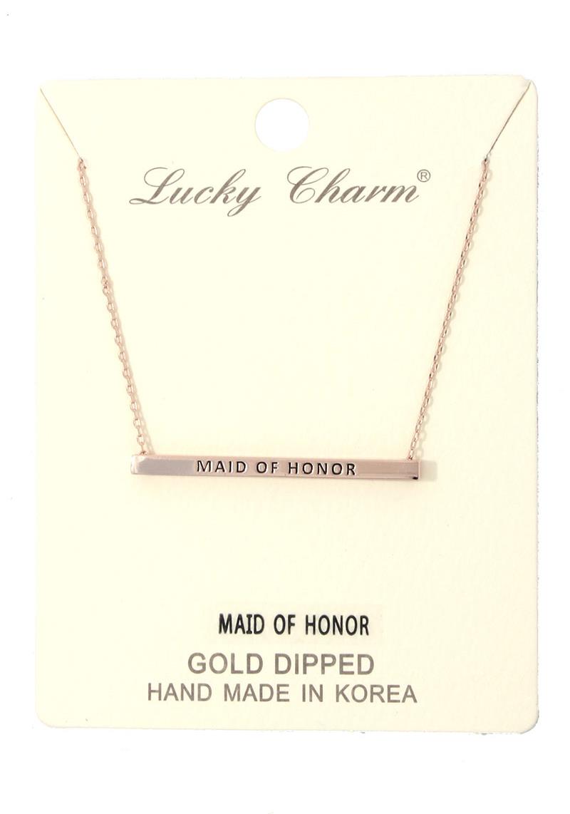 "MAID OF HONOR" INSPIRATION METAL BAR NECKLACE