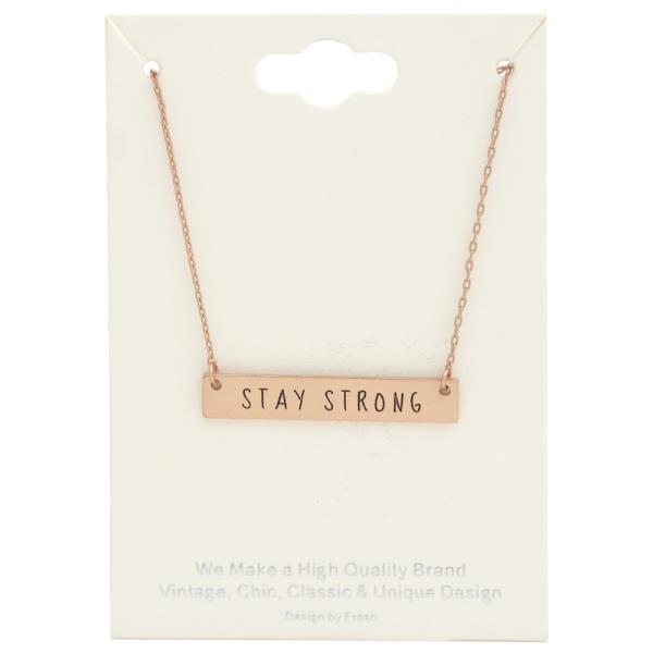STAY STRONG METAL BAR NECKLACE