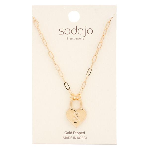 SODAJO INITIAL HEART CHARM GOLD DIPPED NECKLACE
