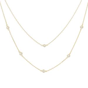 DAINTY CRYSTAL LAYERED METAL NECKLACE