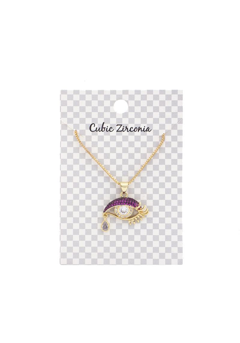 EYE CUBIC ZIRCONIA PENDANT NECKLACE