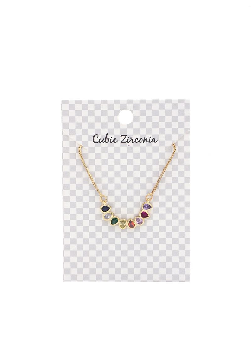 DAINTY TEARDROP SHAPE CUBIC ZIRCONIA NECKLACE