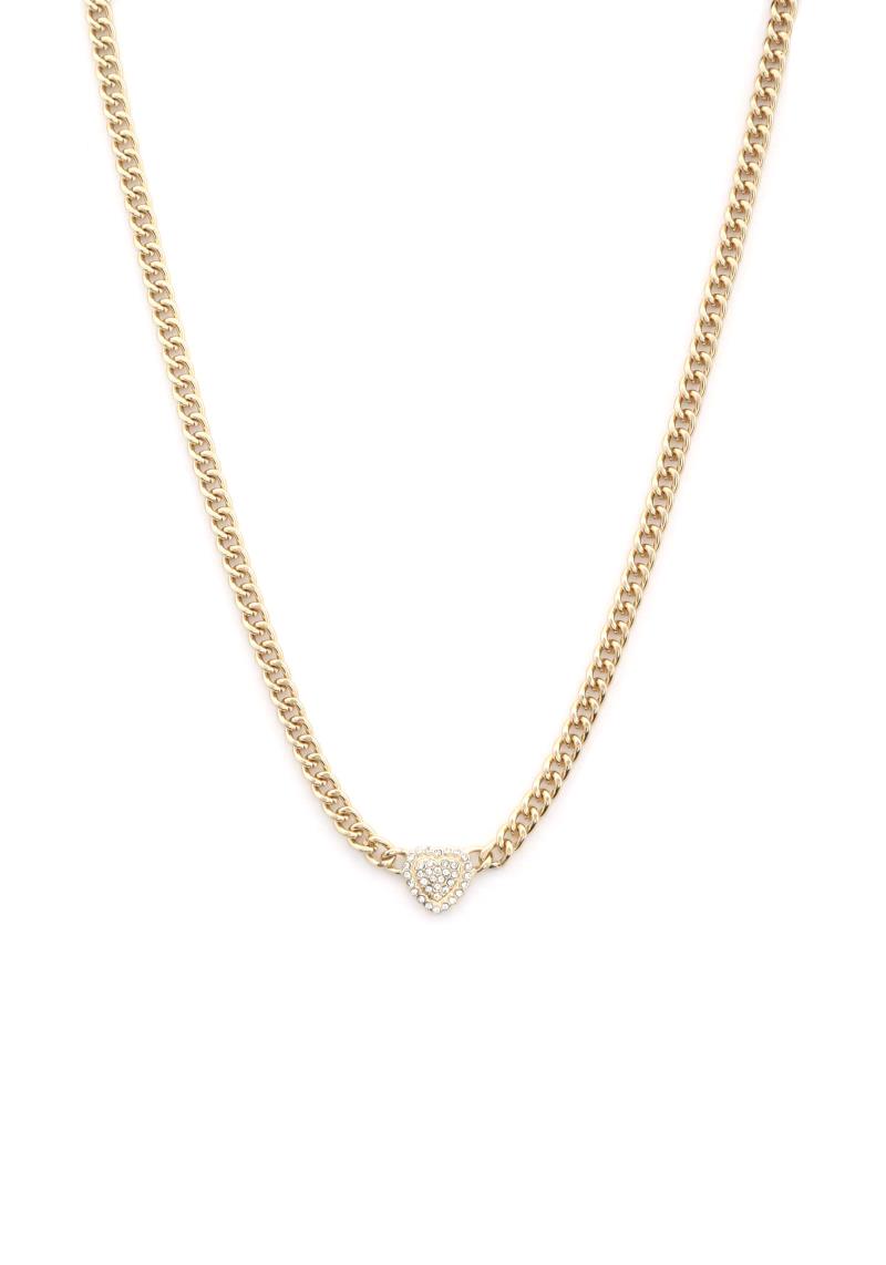 HEAVY CHAIN WITH PAVE HEART NECKLACE