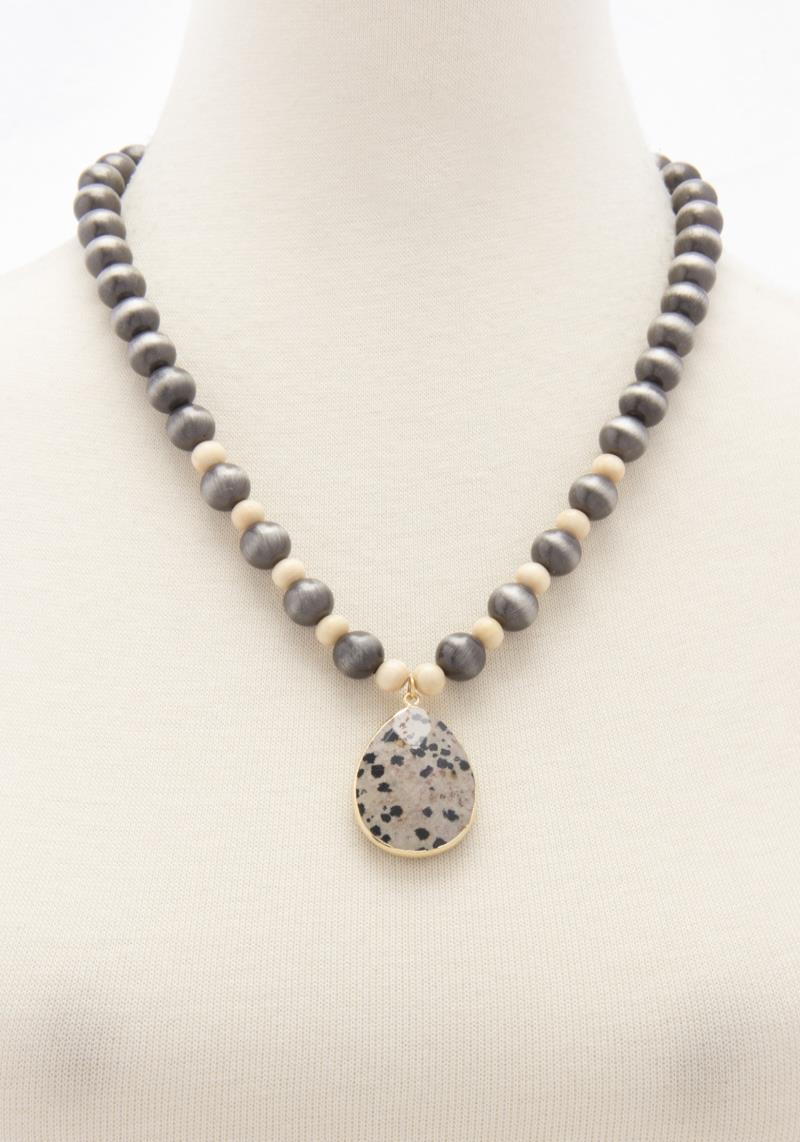 TEARDROP PENDANT BEADED NECKLACE