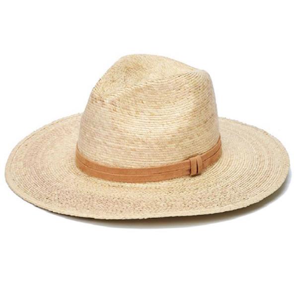 PALM STRAW FLAT BRIM HAT- OCEAN