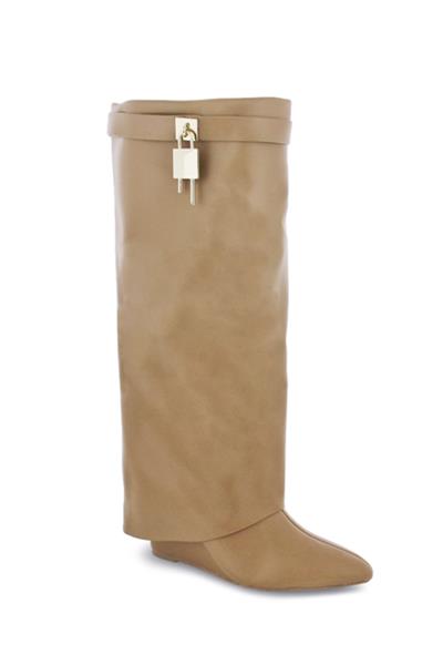 STYLISH KEY LOCK DESIGN HIGH LEG BOOTS