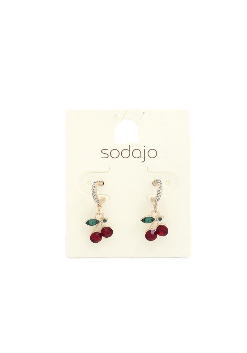 SODAJO CHERRY RINESTONE HUGGIE EARRING