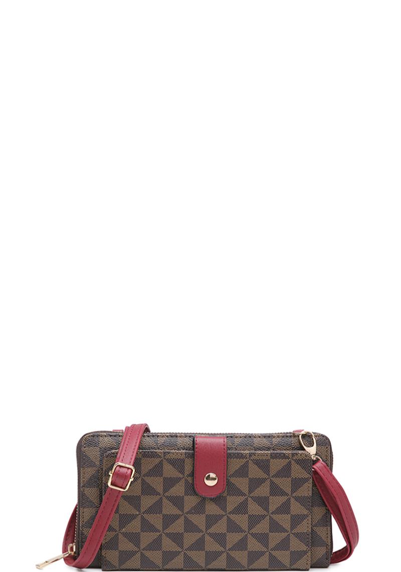 TRIANGULAR MONOGRAM TEXTURE CROSSBODY WALLET