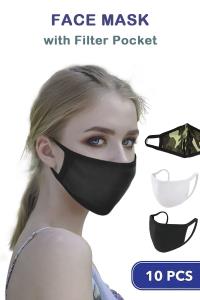 FASHION FABRIC MASK WITH FILTER POCKET - 10 PCS.