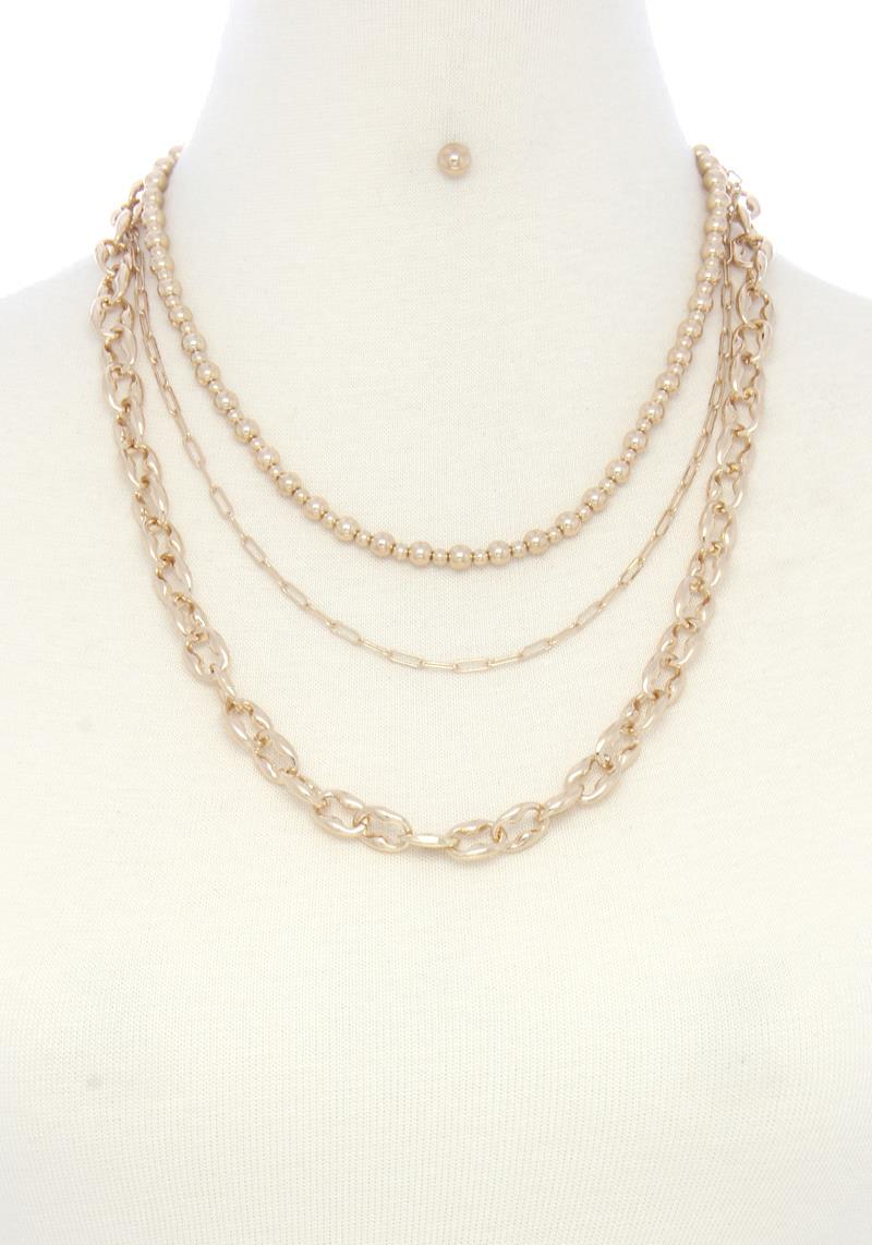 3 LAYER METAL BEAD NECKLACE
