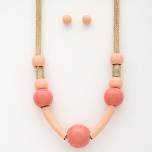 BALL BEAD COLOR METAL PIPE NECKLACE