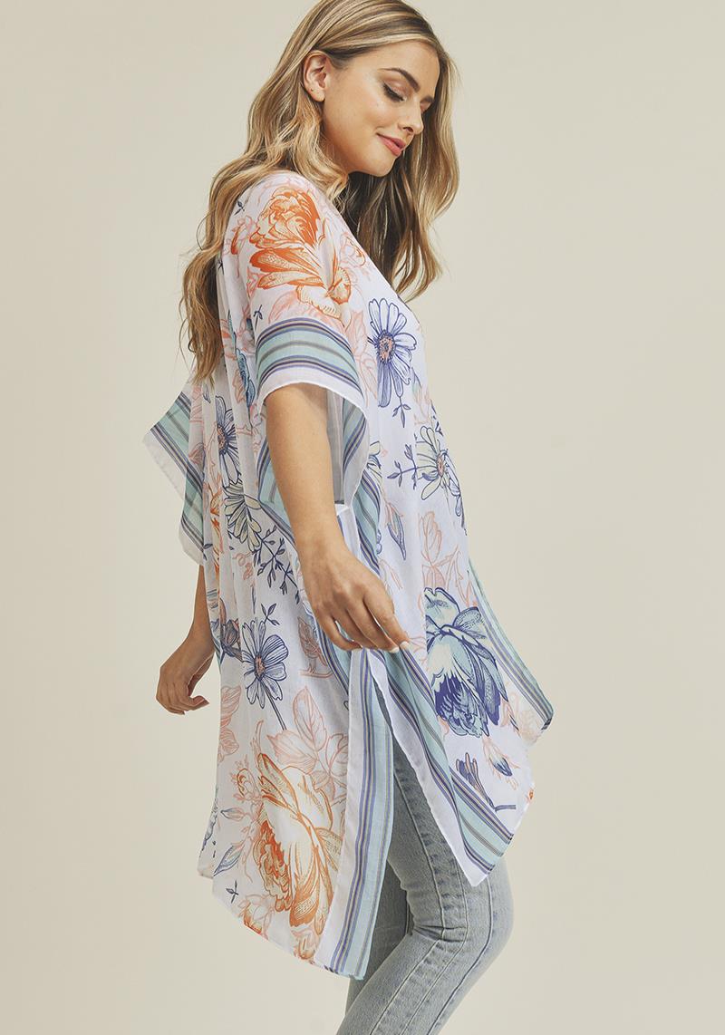 FASHION FLOWER PRINT KIMONO