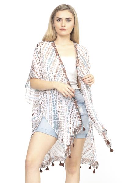 MULTI DASH PATTERN TASSEL KIMONO